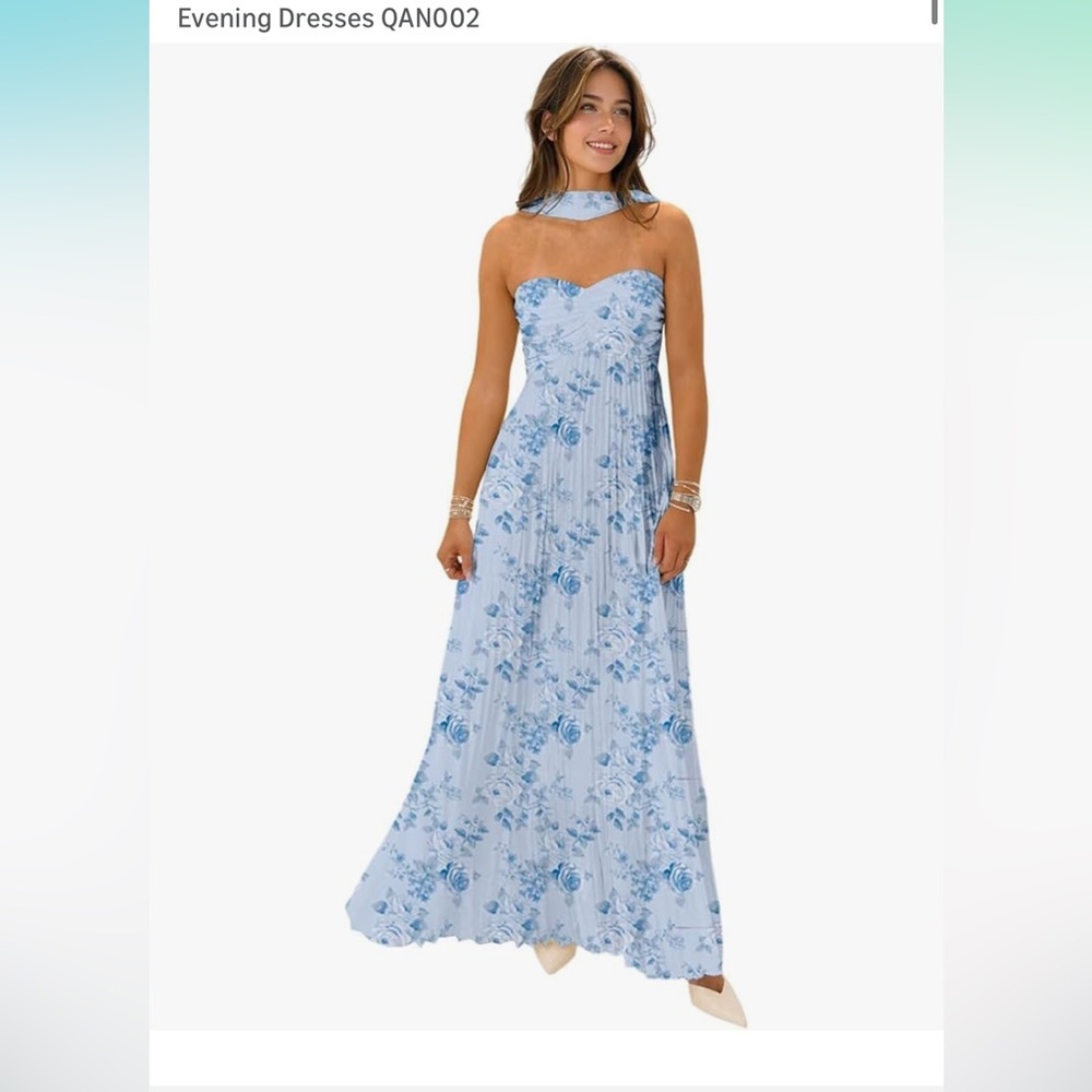 NEW SIZE 6 Flowy Chiffon Dress with Scarf Strapless Formal Evening Dress